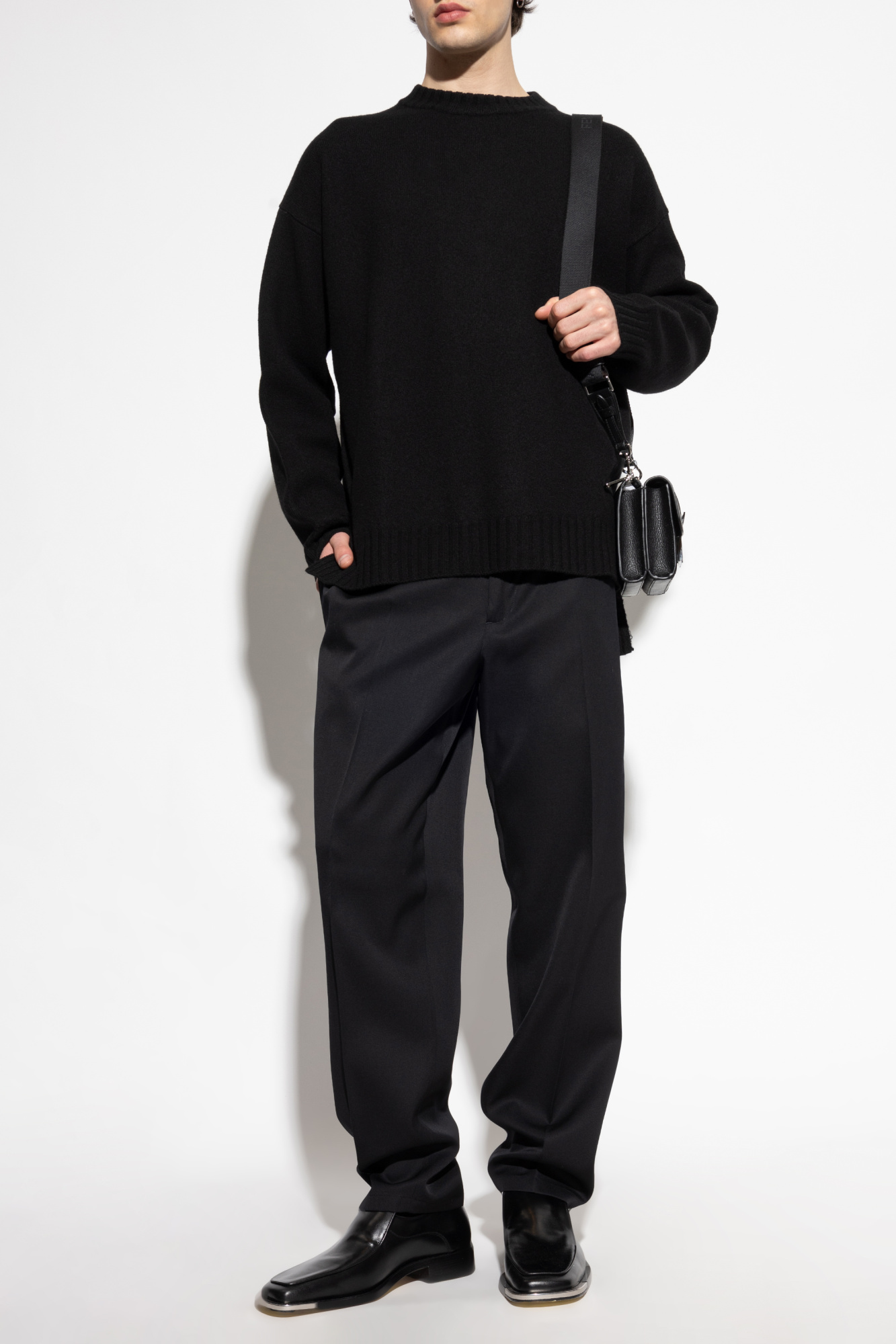 トップス 98ss jil sander wool knit (50) black JIL SANDER Open-knit wool sweater | NET-A-PORTER